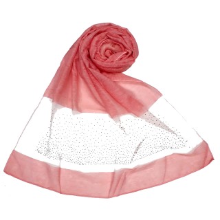 Designer Diamond Studded Tissue Hijab - Punch Pink